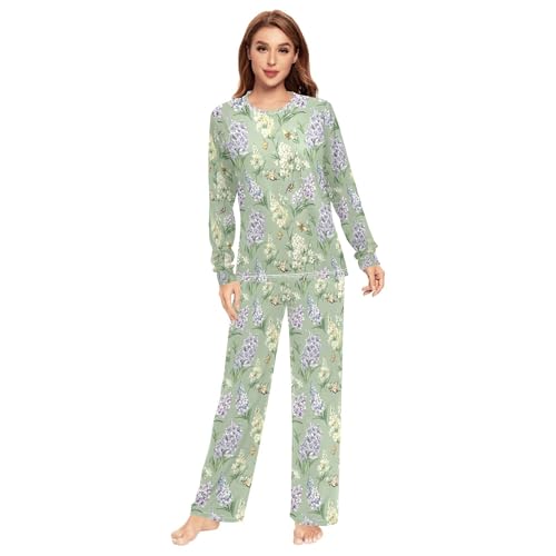 Pyjama 2 pièces homme en vert sauge imprimé fleurs et pivoines de taille XXL