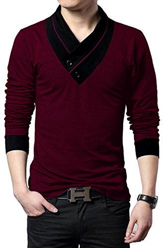 Image of EYEBOGLER Solid Men's Shawl Collar Regular Fit T-Shirt