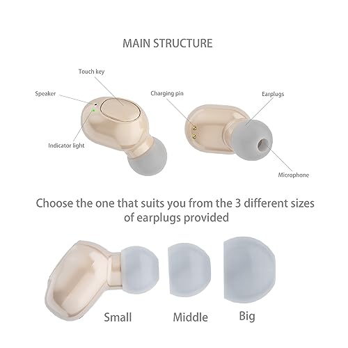 Hearing Aids Hearing Amplifiers Hearing Aids for Seniors Rechargeable with Noise Cancelling-Hearing Aid for Hearing Loss Hearing Amplifier for Seniors(1 Pair)