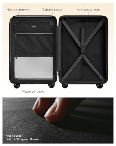 LUGGEX Carry On Luggage HUP3, 20 inch Expandable Hard Shell Suitcases with Spinner Wheels, Accelerate Access with DiHook, Handy Pouch (Reef Black) - Image 6