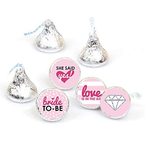 Big Dot of Happiness Bride-To-Be - Bridal Shower & Classy Bachelorette Party Round Candy Sticker Favors - Labels Fit Chocolate Candy (1 sheet of 108)