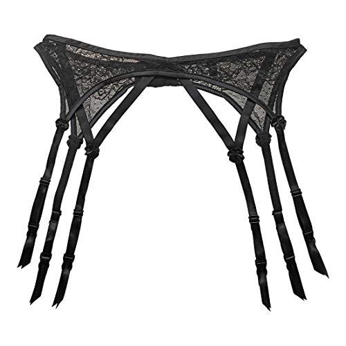 Women's Black Lace 6 Straps Metal Buckles Sexy Garter Belt For Stockings S513 (Large) #TOP21