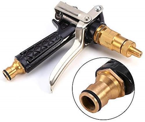 Image of Brass Adjustable Water Spray Gun with Trigger Handle and Hose Connector