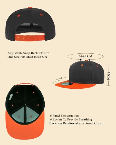 Gelante Snapback Hats for Men - Flat Bill Brim Baseball Cap Hat - Plain Blank Adjustable