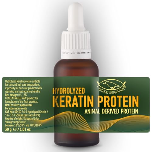 PROTÉINE DE KÉRATINE HYDROLYSÉE - Liquide - 30 ml – Renforce et protège les cheveux – Réduit les dommages – Combat les frisottis – Adoucit –...