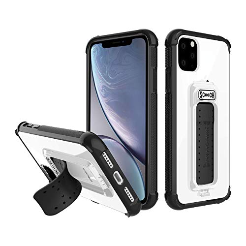 Scooch Wingman Kickstand Case Compatible with iPhone 11 Pro Case [10 ft Drop Protection] [Two-Way Stand] Protective Cover, Works with Magnetic Car Mount (Tuxedo Clear)