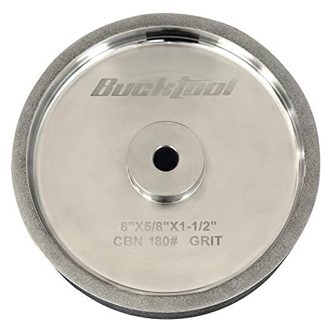BUCKTOOL 180 Grit 8 Inch CBN Grinding Wheel, 1.5" Wide, 5/8" Arbor Cubic Boron Nitride Sharpening Wheel for Sharpening Wood-Turning Tools, Chisels, Hardcore and More Cover