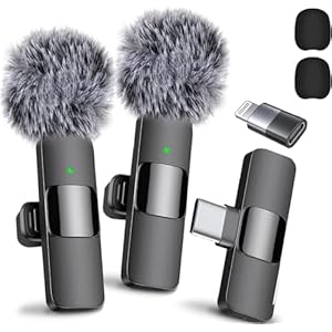 2024 Professional Wireless Lavalier Microphone for iPhone 15 Pro Max, iPad, Android – 2 Pack Noise Canceling Crystal Clear Recording with USB-C, Live Streaming, YouTube, TikTok