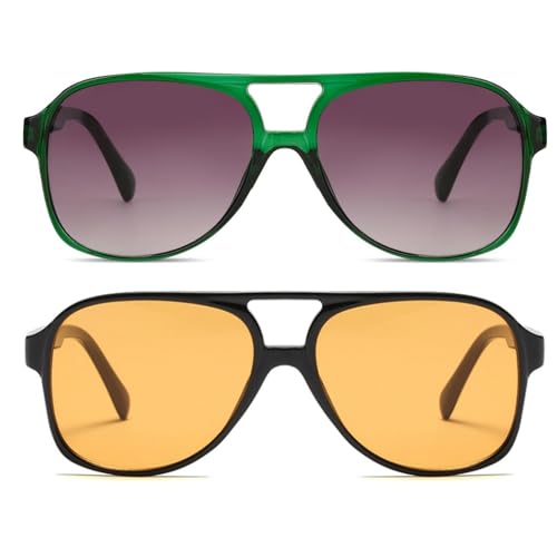 Image of Freckles Mark Vintage Retro 70s Sunglasses for Women Men Classic Large Square Aviator Trendy Glasses