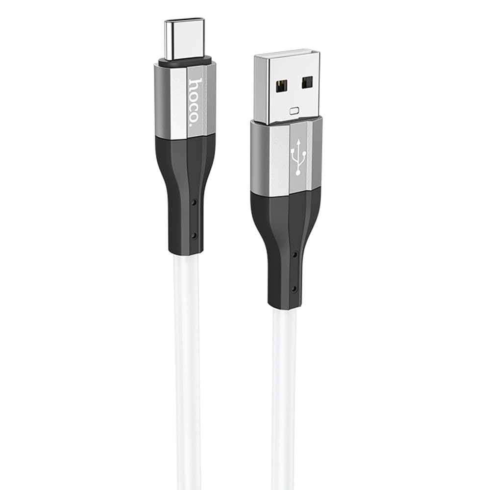 HocoX72 - Creator Silicon Charging And Data Transmittion Cable (3A - 1M), USB-A To USB-C Plug Compatible With Samsung Huawei Xiaomi Oppo - White