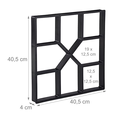 Relaxdays tuinpad mal, set van 2, voor sierbestrating & tuintegels, betonmal, gietvorm, HxBxD: 4 x 40,5 x 40,5 cm, zwart - Image 5