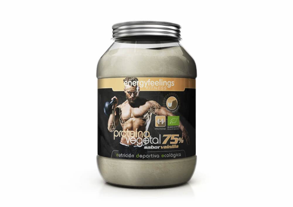 Energy Feelings Proteina Vegana 75% Premium sabor vainilla - 1.5 Kg rica en BCAA ingredientes de máxima calidad ecológica