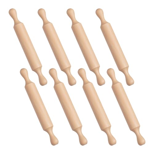Guduling 8-Pack Small Rolling Pin,5.5-Inch Wooden Rolling Pin with Dual Handles, Mini Rollings Pins & Cookie Baking Tools for Holiday Kitchen Fun