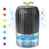 Donatello Small Dehumidifiers for Bedroom, 34oz(1000ml) Portable Mini Dehumidifier for Home 200 sq.ft, Quiet Dehumidier for Bathroom, Garage, Closet with 7 Color Changing LED Lights and Auto Shut-Off