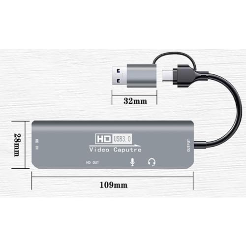 Tarjeta de captura de video 4K compacta de aluminio con doble conector USB 3.0 y USB-C 5