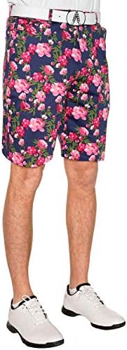 Royal & Awesome Bloomers Floral Mens Golf Shorts, Crazy Golf Shorts