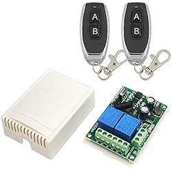 Persianas Para Garajes Precios QIACHIP KR2202 Interruptor de Control Remoto inalámbrico AC 220V 2 Canales, Modulo Receptor de Relé RF 433mhz y 2 Transmisor mando a distancia,para Motor Puerta Garaje, Cortina eléctrica, luz