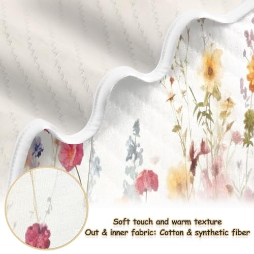 Image of Wildflowers11 Baby Blanket Cotton Cozy Throw Blanket Warm Nursery Swaddle Receiving Toddler Blankets 30 inch x 40