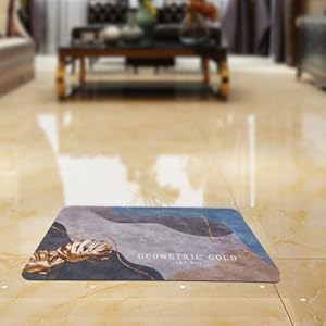 BK 10 IMPORT & EXPORT Silicone Bk 10 Decorative Bathroom Mat, Non Slip, High Soaking, Quick Drying For Home & Kitchen (Gold, Size: 58 Cm *38 Cm)