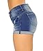 Govc Women Casual Summer Mid Waist Stretchy Denim Jean Shorts Junior Short Jeans(Dark Blue,L)