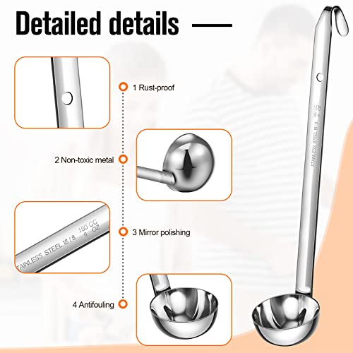 Cunhill 5 Pcs Soup Ladles Stainless Steel Serving Ladles with Long Handle for Serving, Cooking, Stirring, Portioning Kitchen Restaurant Accessories(6 oz) - Thumbnail 4