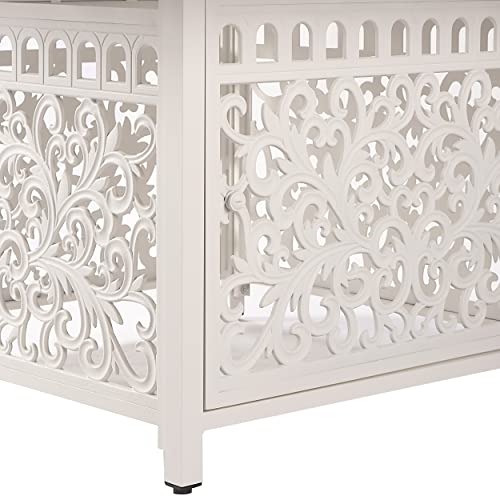 Image of Oakland Living Square 42 in. x 42 in. Aluminum Propane Fire Pit Table with Glass Beads, Two Covers, Lid, 57,000 BTUs in White Finish