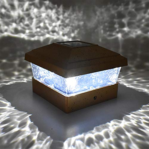 12 Pack Copper Outdoor Garden 5 X 5 Solar Led Post Deck Cap Square Fence Light Hammered Lens Landscape Lamp Pvc Vinyl #TOP2