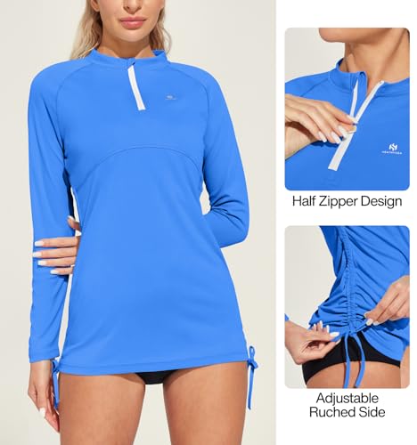 Image of Heathyoga Rash Guard for Women UPF 50+ UV Sun Protection Swim Shirt for Woman Long Sleeve Swimsuits Bathing Suit Tops