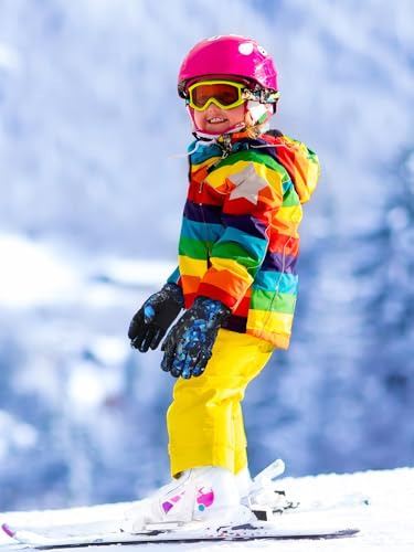 Image of Honoson 2 Pairs Kids Snow Gloves, Winter Waterproof | for Outdoor Snowboard Sledding, Warm Fleece Lining, Windproof, Adjustable Wrist Strap, Youth Cold Weather Ski Glove
