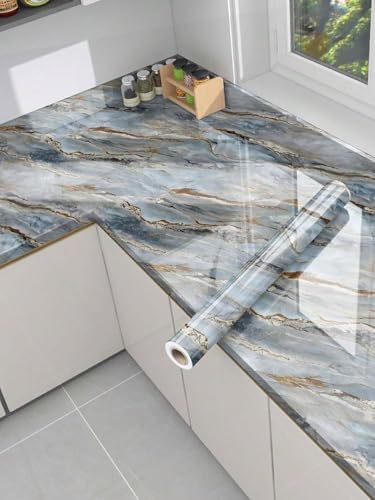 Image of TEKCOOL Marble Waterproof Oil Proof Wall Paper Furniture Kitchen, Cabinets, Almirah,Tabletop,Plastic Table, WoodenTable,Wardrobe,PVCDIY Self Adhesive Sticker(60x200cm) (Grey Brown Wallpaper-4pc)!