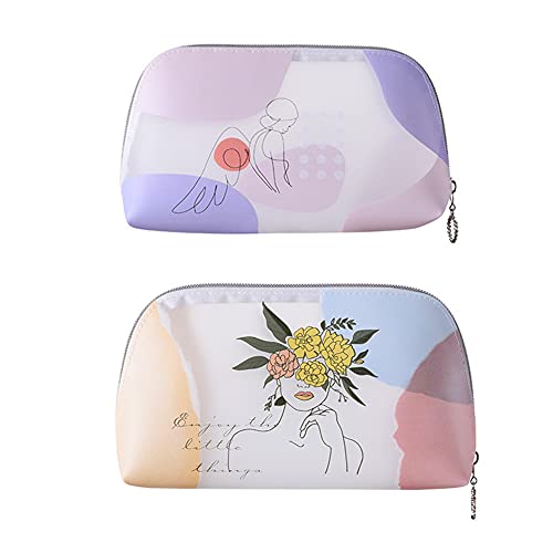 CINY 2 Trousses De Toilette, Trousse à Cosmétiques En PVC Transparent Givré, Pochette De Transport à Fermeture à Glissière, Sac De Rangement Imperméable, Pour Les Vacances Les Voyages La Salle De Bain Cover