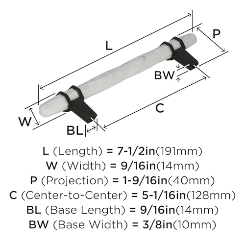 Image of Amerock | Cabinet Pull | Marble White /Black Bronze | 5-1 /16 inch (128 mm) Center to Center | Carrione | 1 Pack | Drawer Pull | Drawer Handle | Cabinet Hardware