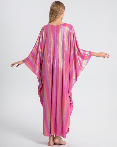 Bsubseach Kaftan Dresses for Women Sparkly Glitter Batwing Sleeve Kaftan Cover Up Beach Maxi Dress Loungewear3