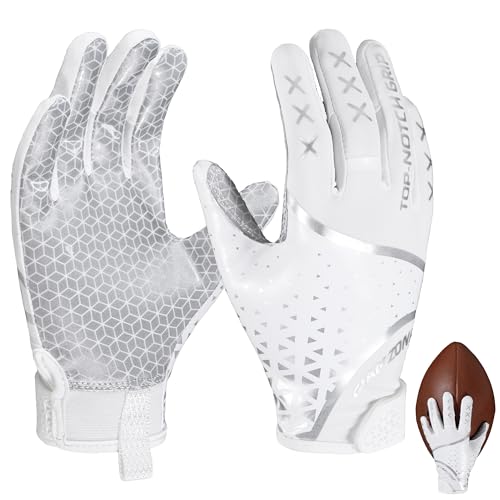 El Mejor Listado de Ropa de Fútbol americano para Niño - los preferidos. 40 GIAMZONP - Guantes de fútbol para niños jóvenes, guantes receptores de bandera con agarre calcomanía, el mejor regalo para niños y niñas