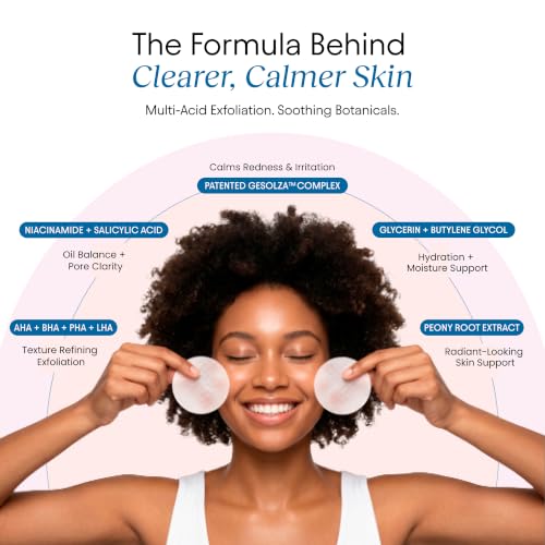 Image of JIYU Cleansing Polish Pads - Korean Skincare for Clogged Pores, Breakouts & Uneven Skin Texture - Face Exfoliating Pads with Glycolic Acid (AHA), Salicylic Acid (BHA) & Niacinamide - 60 Count