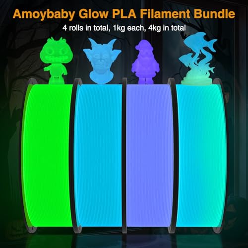 Image of Glow in Drak PLA Filament 1.75mm Luminous 3D Printer Filament Bundle, Value Pack Filament 4kg(8.8lbs), 1kg /Spool, Fit Most FDM 3D Printers (Green&Teal&Purple&Rainbow)