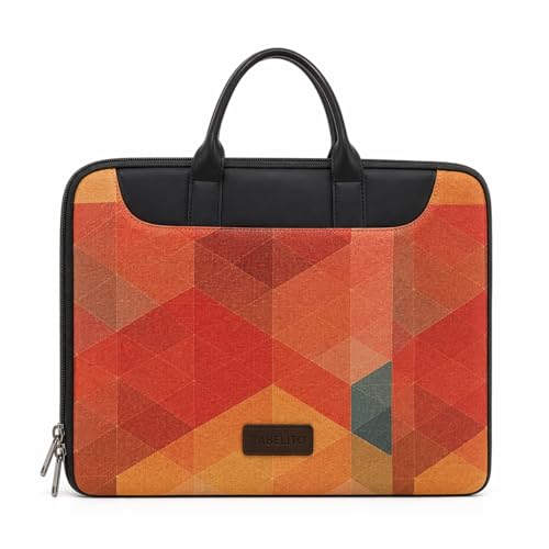 Image of Tabelito Designer Printed Laptop Sleeve for Women (13-15.6 Inch) | Jute & Vegan Leather Office Handbag | Lightweight Stylish Work Bag with Handle