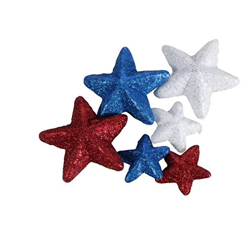 Patriotic Foam Glitter Stars 20-ct Table Scatters (Bonus Exclusive Stolni Ukras) Red White Blue Fourth of July Decor (Set of 2)