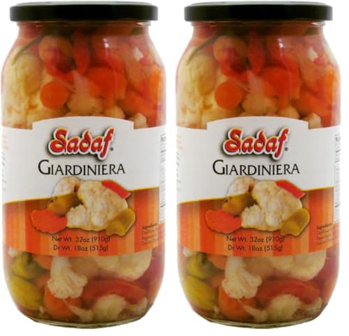 Sadaf Giardiniera Mild - Pickled vegetables in jar - Giardiniera Mix - Marinated Vegetables - Pickled Vegetable Relish - 32 oz (Pack of 2)