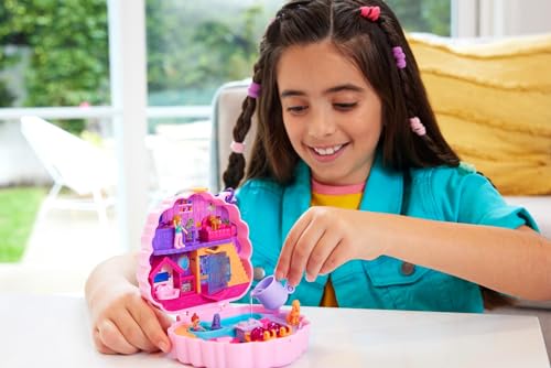 Polly Pocket Dolls And Playset, Animal Toys, Groom & Glam Poodle Compact Playset With Water Play And 2 Color-Change Pieces, HKV35 - 2