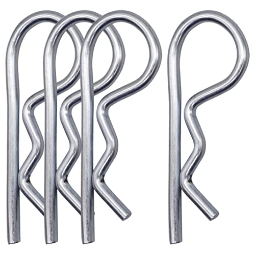 SKIR'CO (4 uds) Pasadores de chaveta de resorte de acero zincado 4 mm, clips R, pasador de chaveta de resorte en forma de R