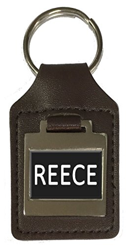 Porte-clés en cuir personnalisable Reece gravé, cadeau anniversaire homme femme argent