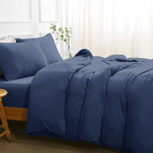 SASTTIE Duvet Cover King, 3-Piece Prewashed Ultra Soft King Bedding Set - Features Zipper Closure and Corner Ties, Includes 1 Duvet Cover 104x90 Inch & 2 Pillowcases, No Comforter, Navy by Sasttie - Image 2