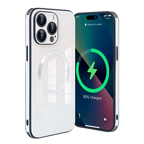Coque iPhone 12 Pro Max magnétique en verre dégradé blanc anti-rayures lentille