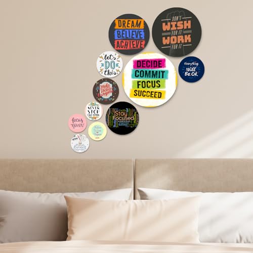 Image of RADIQORE Set of 11 Designer MDF Wooden Wall Hanging for Home Decoration | Office | Gift | Wall Decor Hanging Items | Wall Art | Living Room | Bedroom (quotes2)