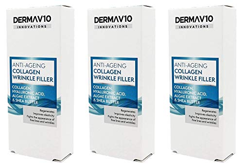 Derma V10 Anti-Ageing Collagen Wrinkle Filler With Hyalauronic Acid, Algae Extract & Shea Butter (3 Pack)