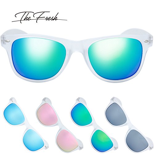 The Fresh FR10004 Matte Frosted Frame Reflective Colored Mirror Lens Horn Rimmed Sunglasses thumb #1