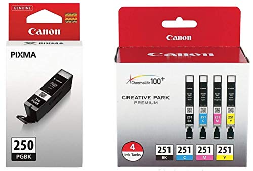 Genuine Canon PGI-250 (6497B001) CLI-251 (6513B004) Color (Black, Cyan,Magenta,Yellow) Ink Tank 5-Pack (Canon Pixma Mx922 Best Price Uk)