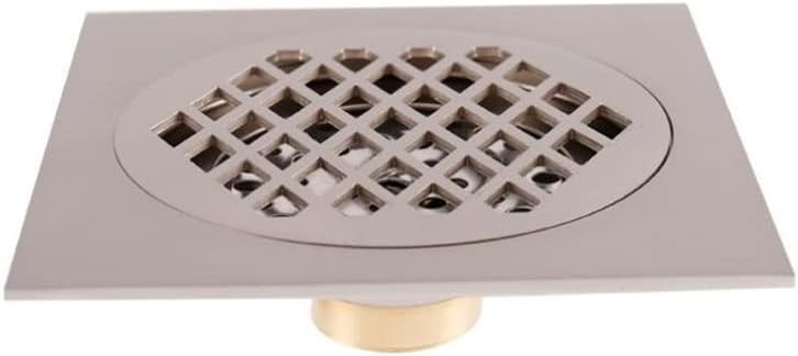 15 * 15cm Brass Blocking Floor Drain, Diamond Mesh Craft Bathroom Kitchen Retro Floor(Black)