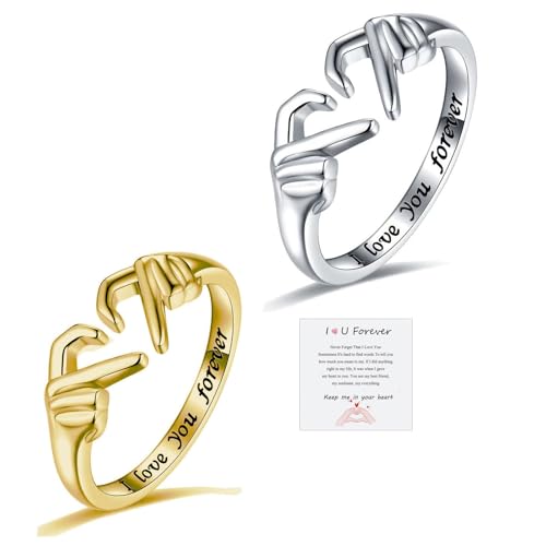 Adjustable Hand Heart Irish Claddagh Ring, Love Heart Claddagh Couple Ring Promise for Women, Heart...